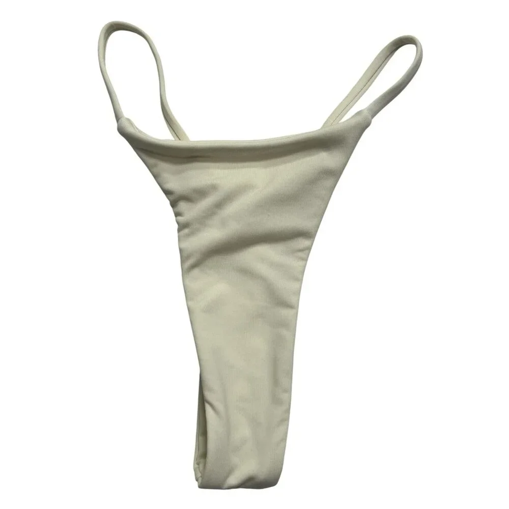 MONDAY Swimwear Brazil Thong Bikini Bottoms in Ivory